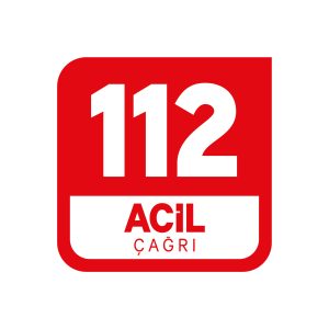 112 acil çağrı merkezi 112 Acil Çağrı logosu, Türkiye genelindeki acil yardım ve sağlık hizmetlerini temsil eder.