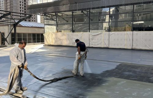 Radisson Blu Otel çatı teras alanlarında yapılan polyurea sprey su yalıtımı uygulaması.